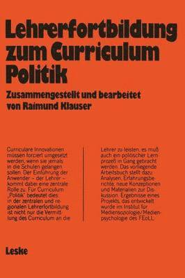 bokomslag Lehrerfortbildung zum Curriculum ?Politik"