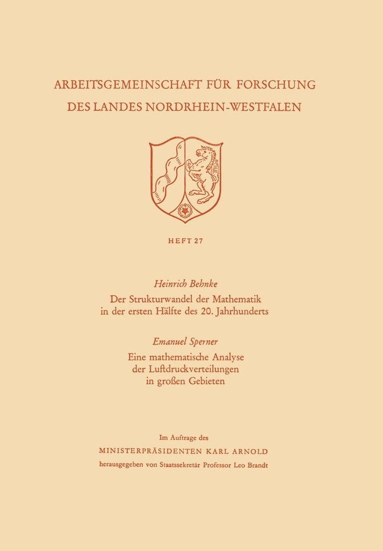 Der Strukturwandel der Mathematik in der ersten Hlfte des 20. Jahrhunderts. Eine mathematische Analyse der Luftdruckverteilungen in groen Gebieten 1