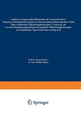 bokomslag ber nichtlineare Differentialgleichungen 2. Ordnung, die fr eine Abschtzungsmethode bei partiellen Differentialgleichungen vom elliptischen Typus besonders wichtig sind