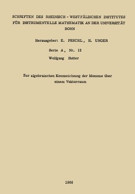 bokomslag Zur algebraischen Kennzeichnung der Monome über einem Vektorraum