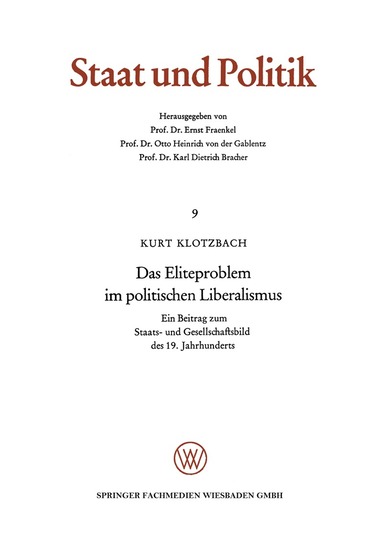 Kurt Klotzbach - Das Eliteproblem im politischen Liberalismus, Häftad