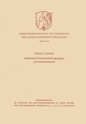 bokomslag Elektronische Datenverarbeitungsanlagen und Automatentheorie