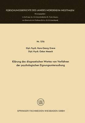 bokomslag Klrung des diagnostischen Wertes von Verfahren der psychologischen Eignungsuntersuchung