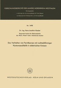 bokomslag Das Verhalten von Ferritkernen mit rechteckförmiger Hystereseschleife in elektrischen Kreisen