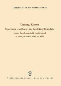 bokomslag Umsatz, Kosten, Spannen und Gewinn des Einzelhandels