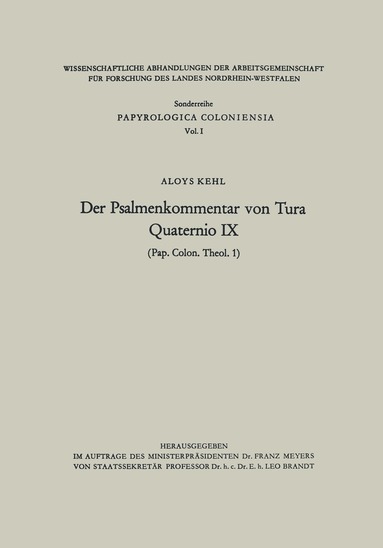 Aloys Kehl - Der Psalmenkommentar von Tura, Häftad