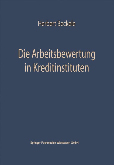 bokomslag Die Arbeitsbewertung in Kreditinstituten