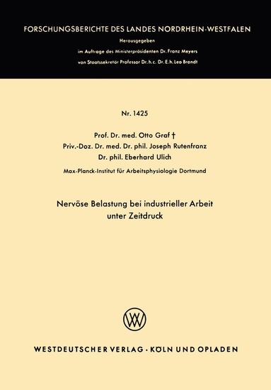 Otto Graf - Nervöse Belastung bei industrieller Arbeit unter Zeitdruck, Häftad