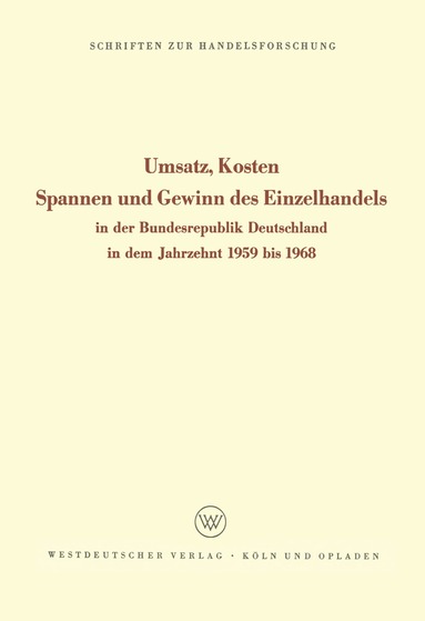 bokomslag Umsatz, Kosten, Spannen und Gewinn des Einzelhandels