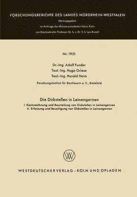 bokomslag Die Dickstellen in Leinengarnen