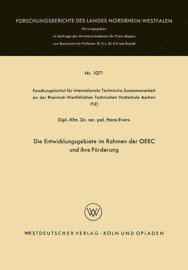 bokomslag Die Entwicklungsgebiete im Rahmen der OEEC und ihre Förderung