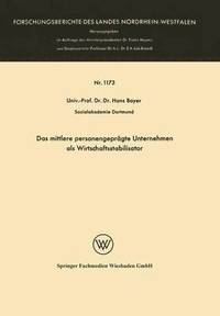 bokomslag Das mittlere personengeprgte Unternehmen als Wirtschaftsstabilisator