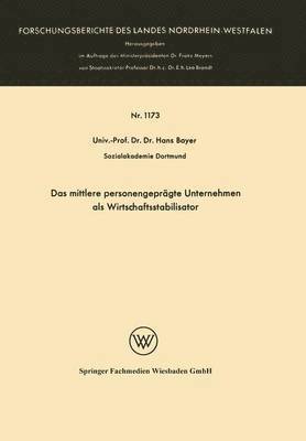 Das mittlere personengeprgte Unternehmen als Wirtschaftsstabilisator 1