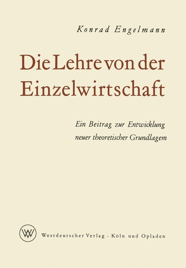 bokomslag Die Lehre von der Einzelwirtschaft