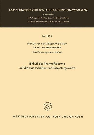 bokomslag Einfluß der Thermofizierung auf die Eigenschaften von Polyestergewebe