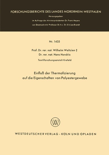 bokomslag Einflu der Thermofizierung auf die Eigenschaften von Polyestergewebe