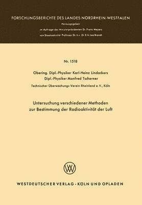 bokomslag Untersuchung verschiedener Methoden zur Bestimmung der Radioaktivitt der Luft