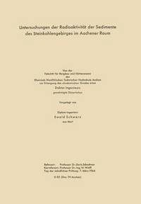 bokomslag Untersuchungen der Radioaktivitt der Sedimente des Steinkohlengebirges im Aachener Raum