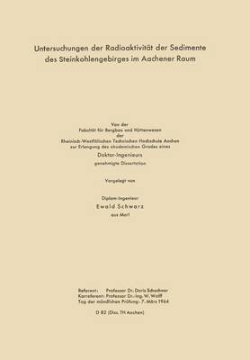 Untersuchungen der Radioaktivitt der Sedimente des Steinkohlengebirges im Aachener Raum 1