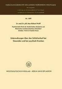 bokomslag Untersuchungen ber den Schlafverlauf bei Gesunden und bei psychisch Kranken