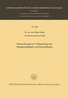 bokomslag Untersuchungen zur Verbesserung der Hitzebestndigkeit von Polyamidfasern