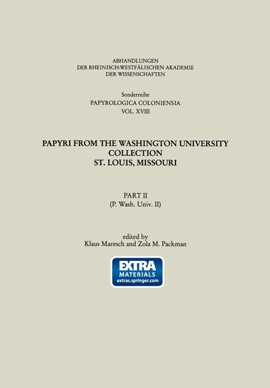 Klaus Maresch, Zola Packman - Papyri from the Washington University Collection St. Louis, Missouri, Häftad