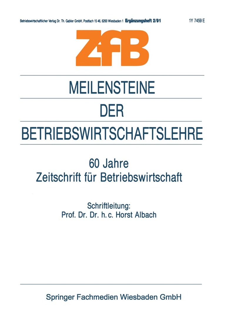 Meilensteine der Betriebswirtschaftslehre