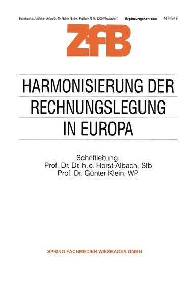Horst Albach, Günter Klein - Harmonisierung der Rechnungslegung in Europa, Häftad