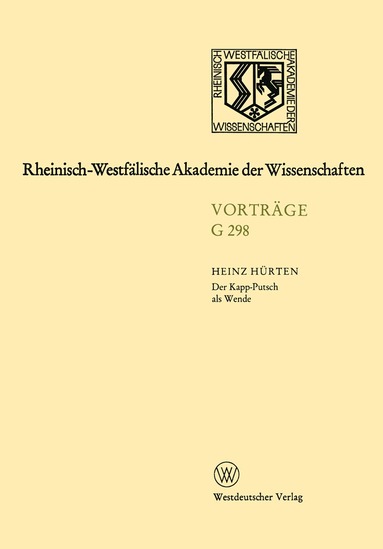 Heinz Hürten - Der Kapp-Putsch als Wende, Häftad