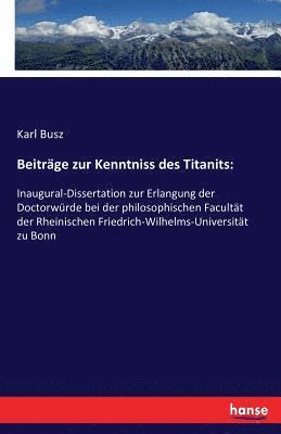 bokomslag Beitrge zur Kenntniss des Titanits