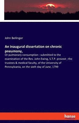 bokomslag inaugural dissertation on chronic pneumony,