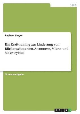 bokomslag Ein Krafttraining zur Linderung von Rckenschmerzen. Anamnese, Mikro- und Makrozyklus