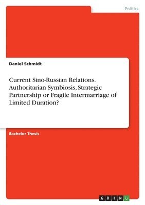 Daniel Schmidt - Current Sino-Russian Relations. Authoritarian Symbiosis, Strategic Partnership or FragileIntermarriage of Limited Duration?, Häftad