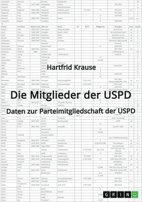 Die Mitglieder der USPD. Daten zur Parteimitgliedschaft der USPD 1