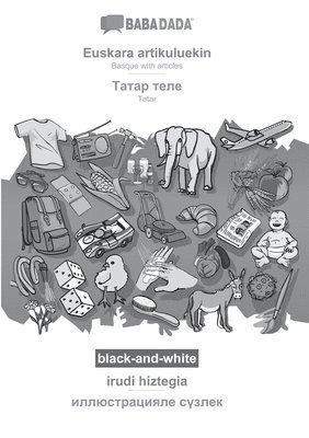bokomslag Euskara artikuluekin - Tatar (cyrillic characters) (in cyrillic script), irudi hiztegia, BW