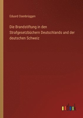 bokomslag Die Brandstiftung in den Strafgesetzbchern Deutschlands und der deutschen Schweiz