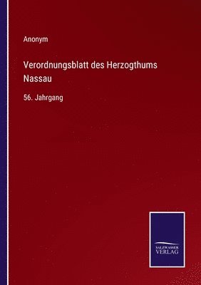 bokomslag Verordnungsblatt des Herzogthums Nassau