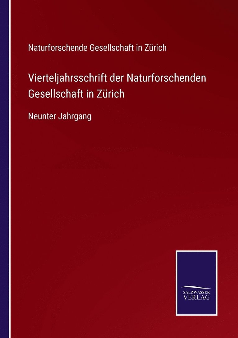 Vierteljahrsschrift der Naturforschenden Gesellschaft in Zrich 1