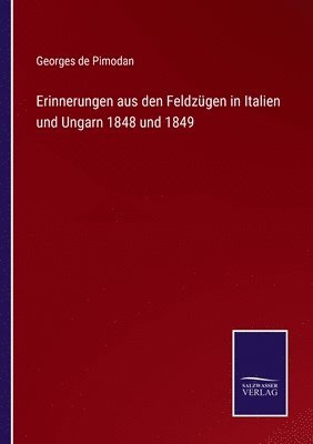 bokomslag Erinnerungen aus den Feldzgen in Italien und Ungarn 1848 und 1849