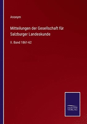 bokomslag Mitteilungen der Gesellschaft fr Salzburger Landeskunde