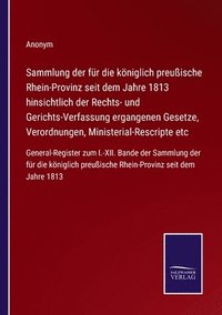 bokomslag Sammlung der fr die kniglich preuische Rhein-Provinz seit dem Jahre 1813 hinsichtlich der Rechts- und Gerichts-Verfassung ergangenen Gesetze, Verordnungen, Ministerial-Rescripte etc