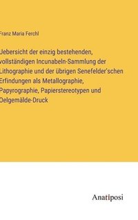 bokomslag Uebersicht der einzig bestehenden, vollstndigen Incunabeln-Sammlung der Lithographie und der brigen Senefelder'schen Erfindungen als Metallographie, Papyrographie, Papierstereotypen und