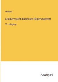 bokomslag Großherzoglich Badisches Regierungsblatt