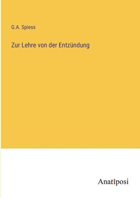 bokomslag Zur Lehre von der Entzndung