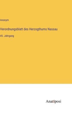 bokomslag Verordnungsblatt des Herzogthums Nassau