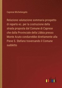bokomslag Relazione valutazione sommaria prospetto di reparto ec. per la costruzione della strada proposta dal Comune di Caprese che dalla Provinciale della Libbia presso Monte Acuto condurrebbe direttamente...