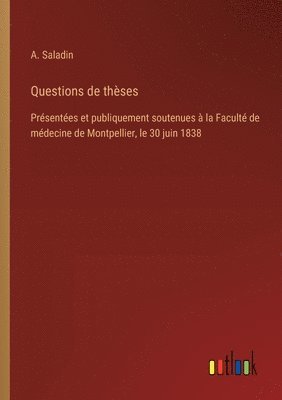 bokomslag Questions de thses