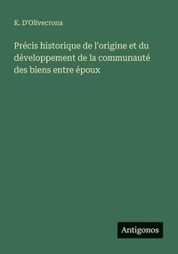 bokomslag Précis historique de l'origine et du développement de la communauté des biens entre époux