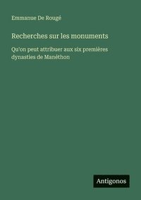 bokomslag Recherches sur les monuments