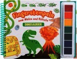 Fingerstempeln zum Malen und Rätseln. Dinosaurier